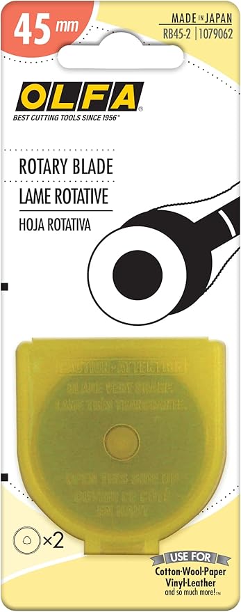 OLFA 45mm Replacement Rotary Blade - 2 Pack - RB45 - 2 | Olfa Rotary Cutter for Fabric & Quilting