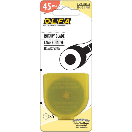 OLFA 45mm Replacement Rotary Blade - 5 Pack - RB45 - 5 | Olfa Rotary Cutter for Fabric & Quilting