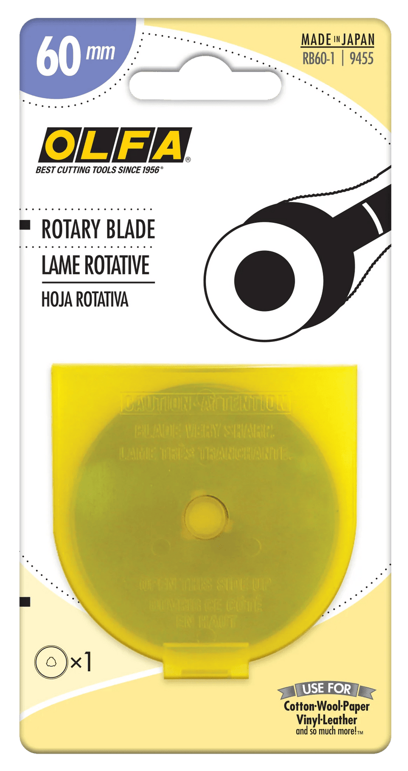 OLFA 60mm Replacement Rotary Blade - 1 Pack - RB60 - 1 | Olfa Rotary Cutter for Fabric & Quilting