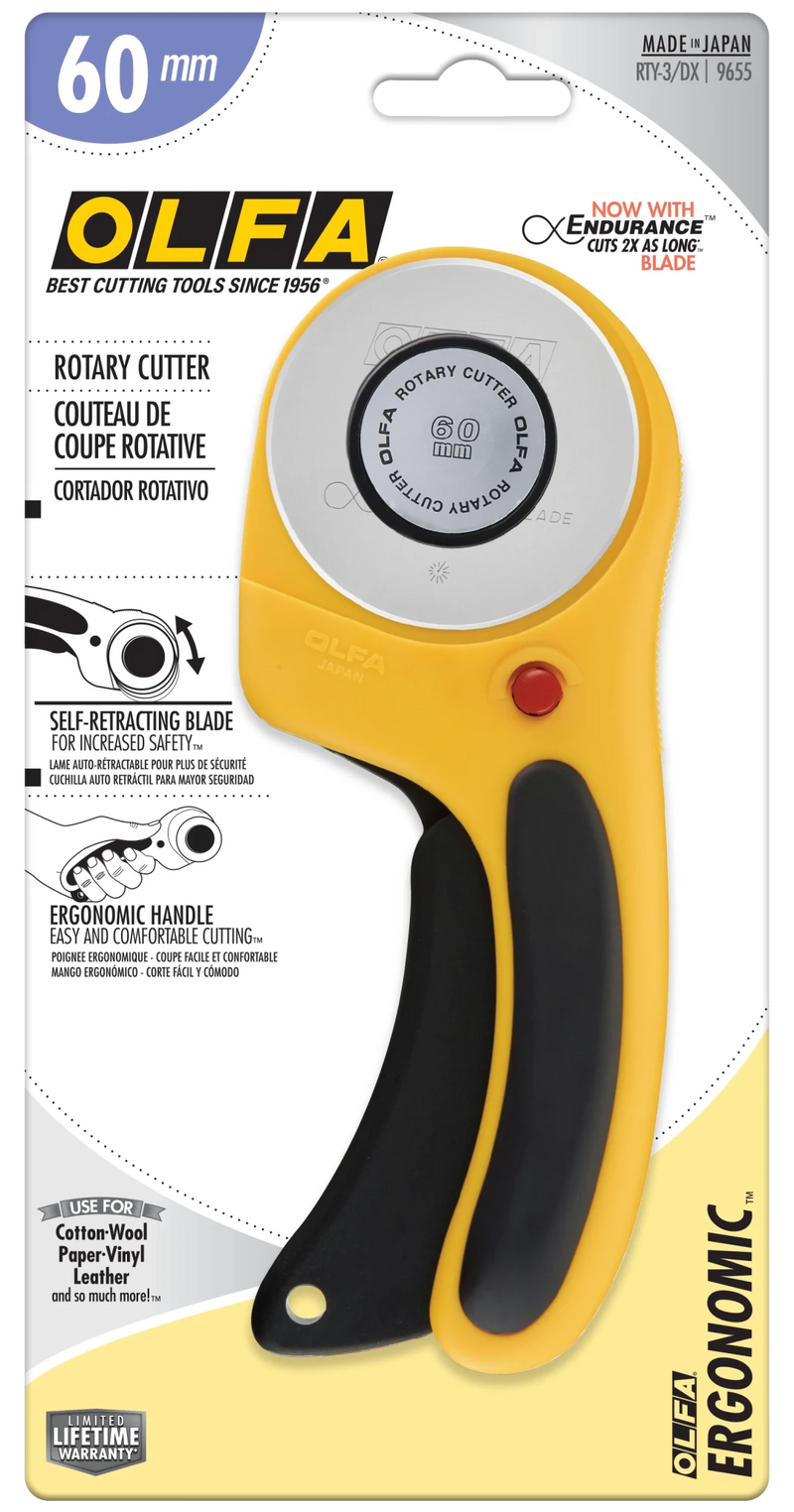 OLFA 60mm Rotary Cutter - RTY3 | Olfa Rotary Cutter for Fabric & Quilting