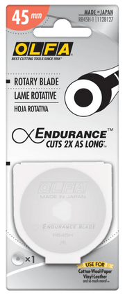 OLFA Endurance 45mm Rotary Blade - 1 Pack - RB45H1 | Olfa Rotary Cutter for Fabric & Quilting