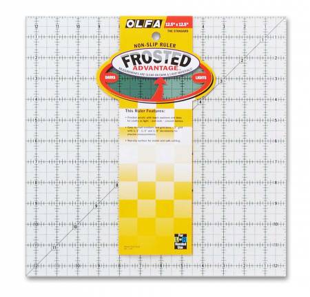 OLFA Frosted Acrylic OLFA Ruler 12 - 1/2in x 12 - 1/2in The Standard - 1071818 | Quilting Ruler for Precision Cutting & Sewing