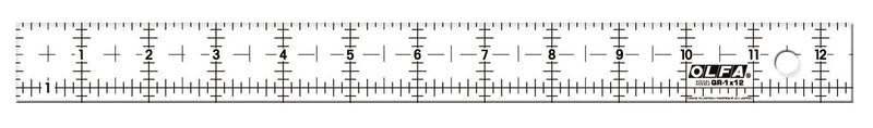 OLFA Frosted Acrylic OLFA Ruler 1 x 12 - The Companion - 1071831 | Quilting Ruler for Precision Cutting & Sewing