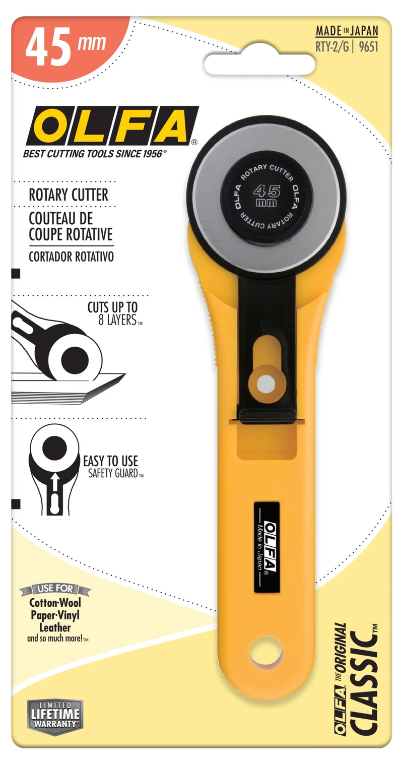 OLFA Heavy - Duty 45mm Rotary Cutter - RTY - 2G | Olfa Rotary Cutter for Fabric & Quilting