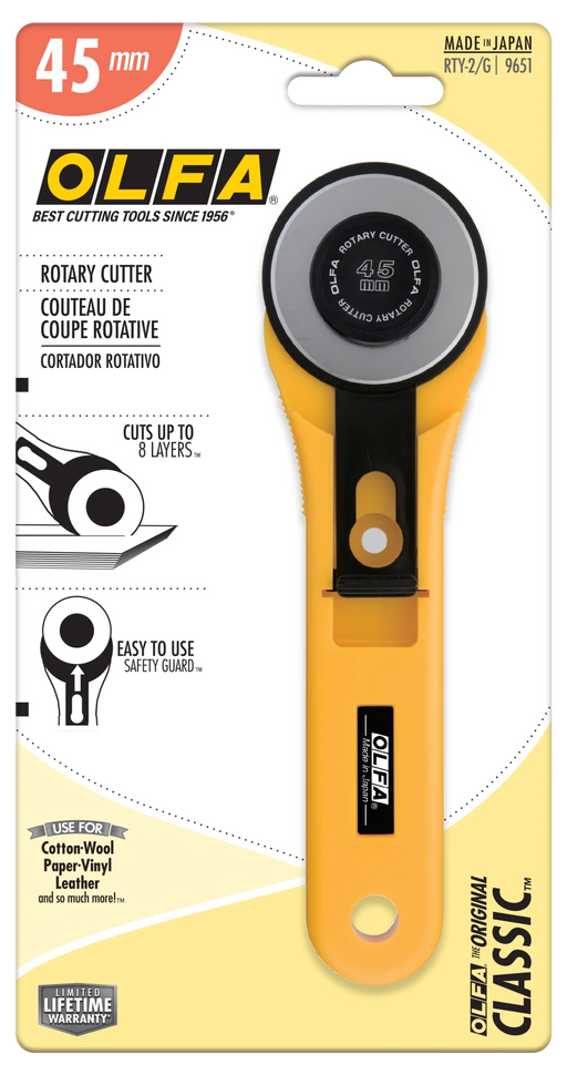 OLFA Heavy - Duty 45mm Rotary Cutter - RTY - 2G | Olfa Rotary Cutter for Fabric & Quilting