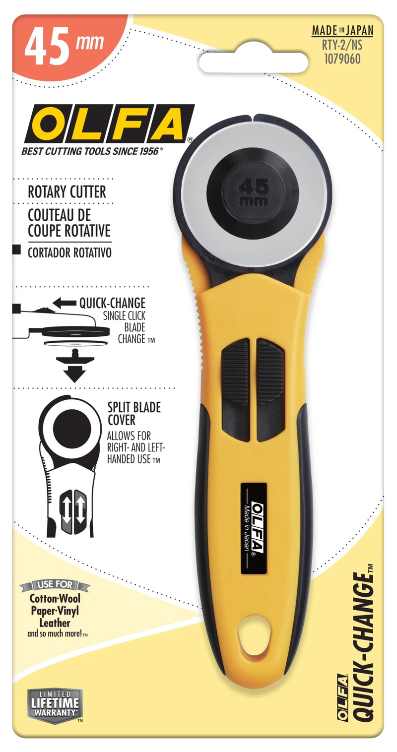 OLFA Quick - Change 45mm Rotary Cutter - RTY - 2NS | Olfa Rotary Cutter for Fabric & Quilting