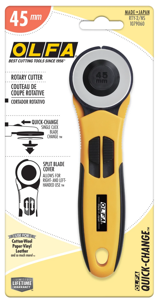 OLFA Quick - Change 45mm Rotary Cutter - RTY - 2NS | Olfa Rotary Cutter for Fabric & Quilting