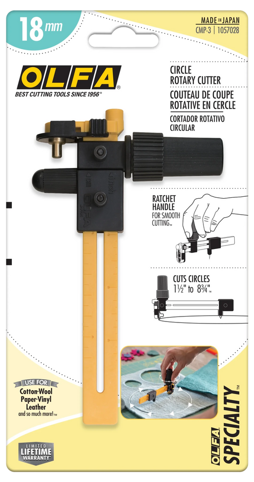 OLFA Rotary Circle Cutter - CMP - 3 | Olfa Rotary Cutter for Fabric & Quilting