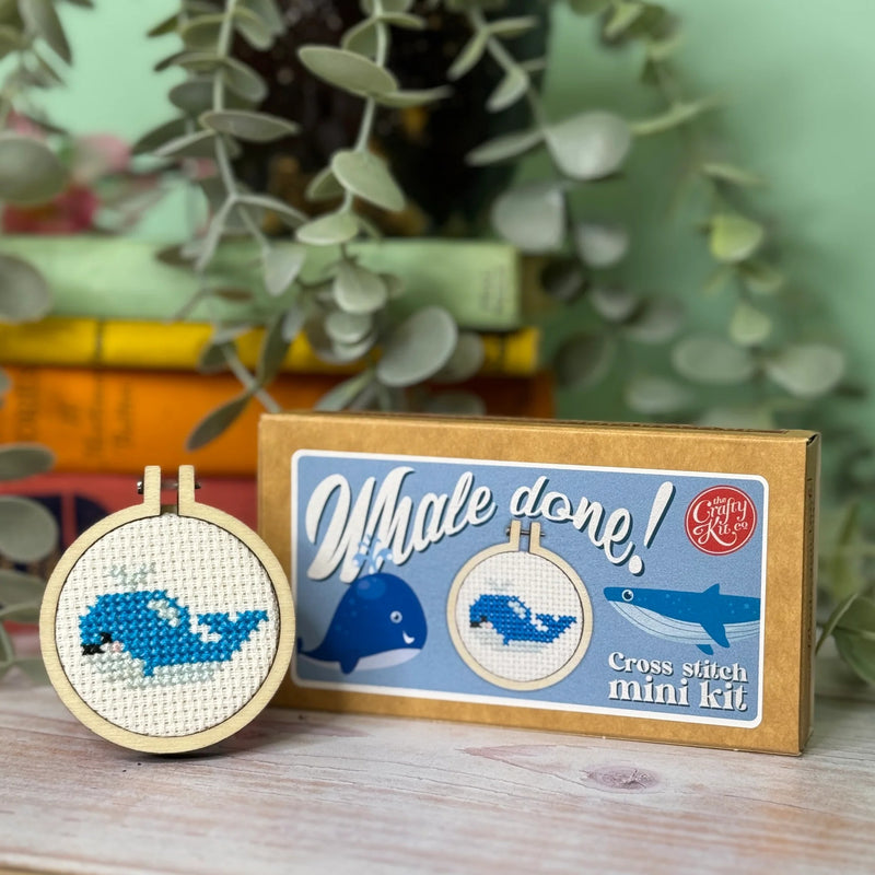 The Crafty Kit Company Whale Done Mini Matchbox Cross Stitch Kit