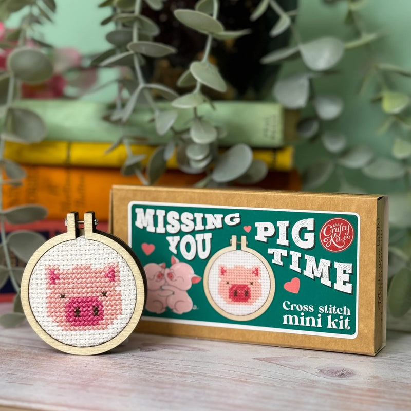 The Crafty Kit Company Missing You Pig Time Mini Matchbox Cross Stitch Kit