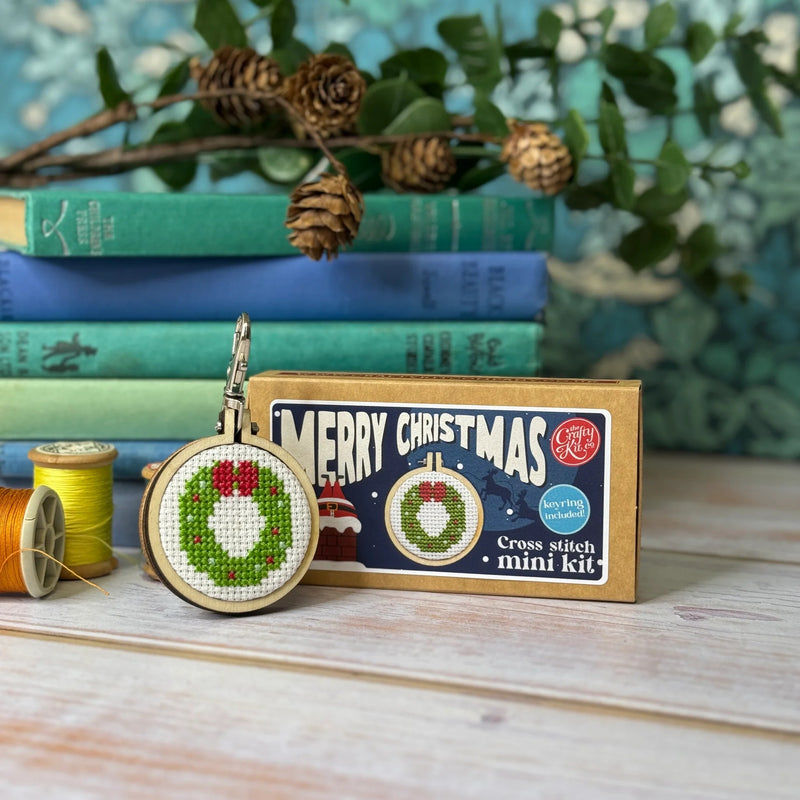 The Crafty Kit Company Merry Christmas Mini Matchbox Christmas Cross Stitch Kit & Keyring