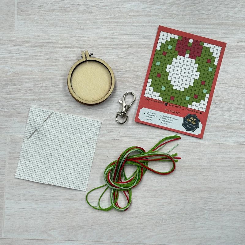 The Crafty Kit Company Merry Christmas Mini Matchbox Christmas Cross Stitch Kit & Keyring