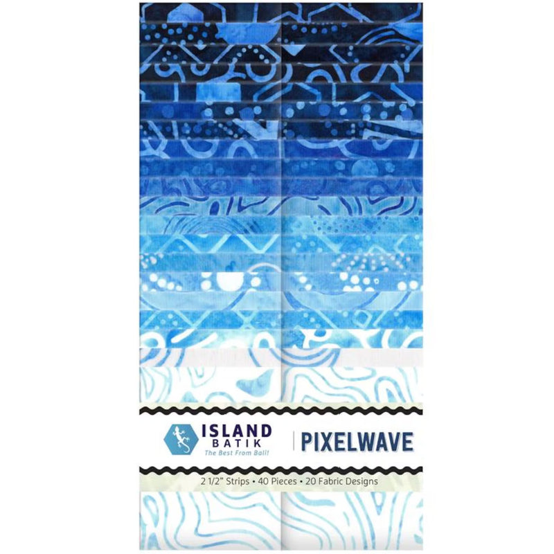 Island Batik Pixelwave 2.5" Strip Pack - 40 Precut Batik Fabric Strips