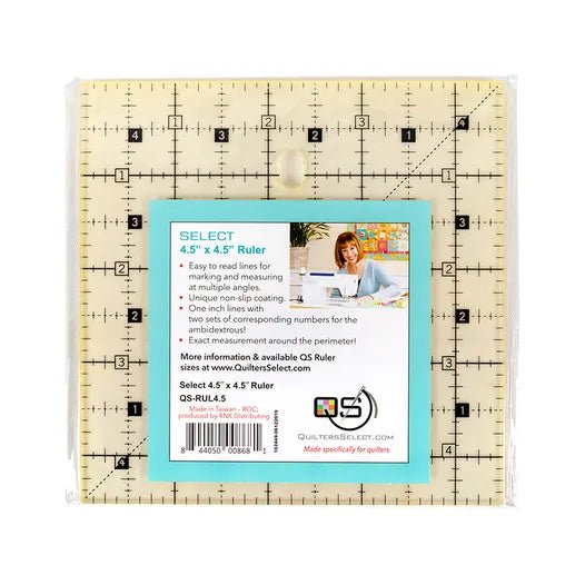 Quilters Select 4.5" x 4.5" Quilting Ruler – QS - RUL4.5 Precision Square Ruler