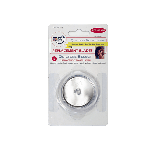 Quilters Select 45mm Replacement Rotary Blades – 5 Pack Precision Cutting Blades (QS - RB45M - 5)