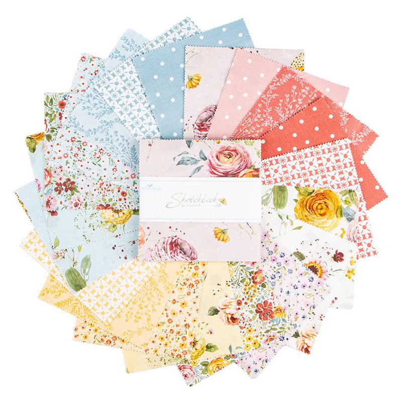 Riley Blake Sketchbook 5" Stacker – 42 Piece Precut Fabric Bundle by Lisa Audit