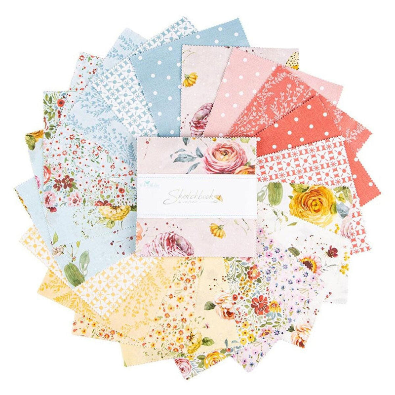 Riley Blake Sketchbook 5" Stacker – 42 Piece Precut Fabric Bundle by Lisa Audit