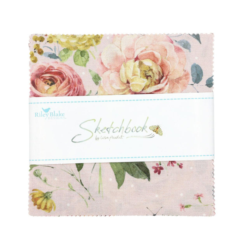 Riley Blake Sketchbook 5" Stacker – 42 Piece Precut Fabric Bundle by Lisa Audit