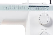 Janome Sewist 721 mechanical sewing machine front view showcasing the stitch selection dial and tension controls.