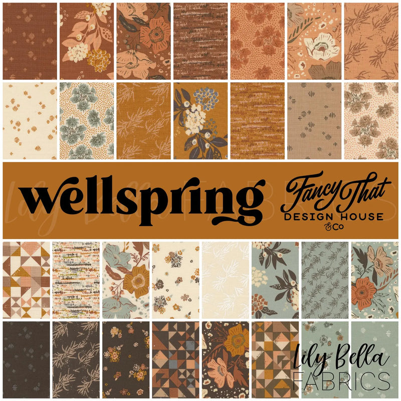 Wellspring 40-piece Moda fabric Jelly Roll in earthy botanical colors, 45670JR