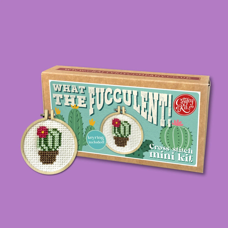 The Crafty Kit Company What the Fucculent Mini Matchbox Cross Stitch Kit