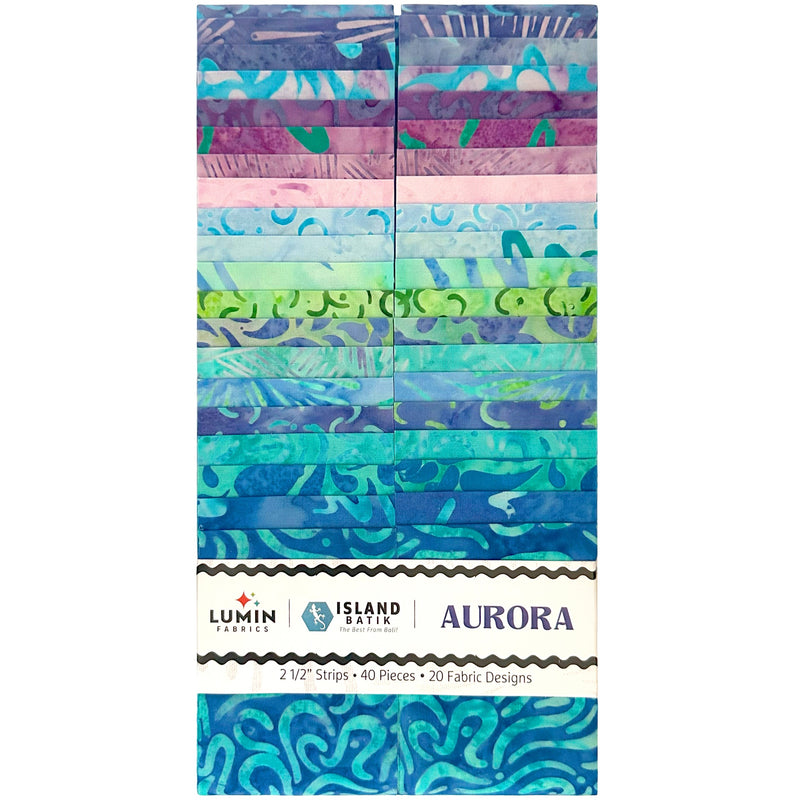 Island Batik Aurora Batiks 2.5" Strip Pack – 40 Precut Batik Fabric Strips