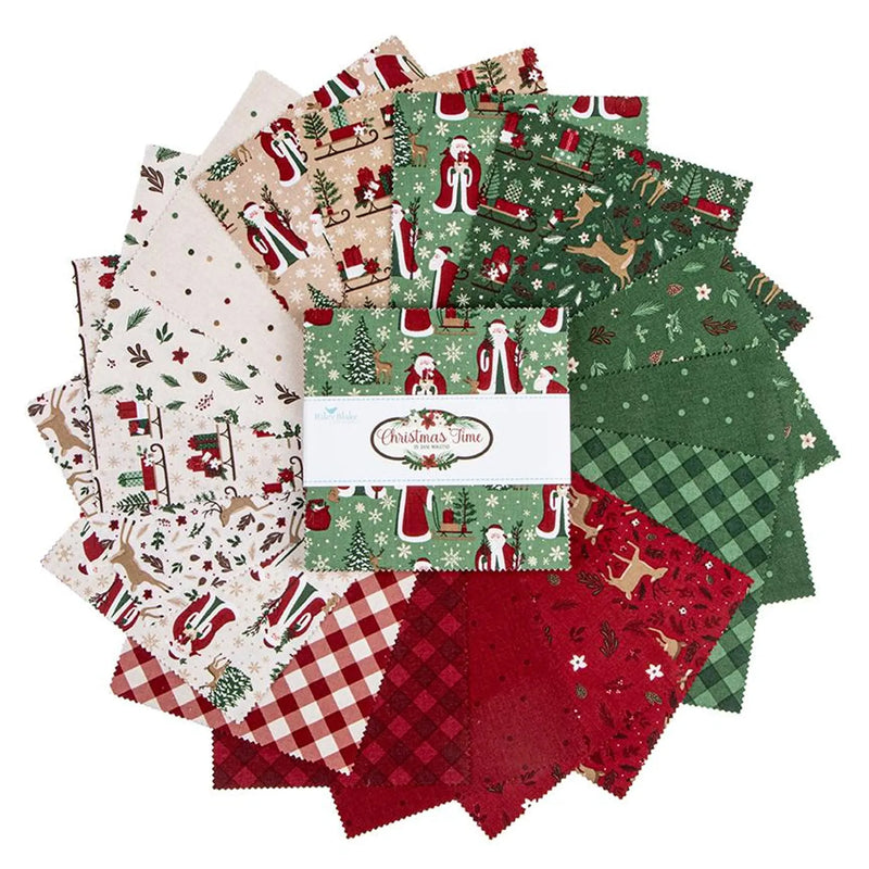 Riley Blake Christmas Time 5" Stacker – 42 Piece Precut Fabric Bundle by Dani Mogstad