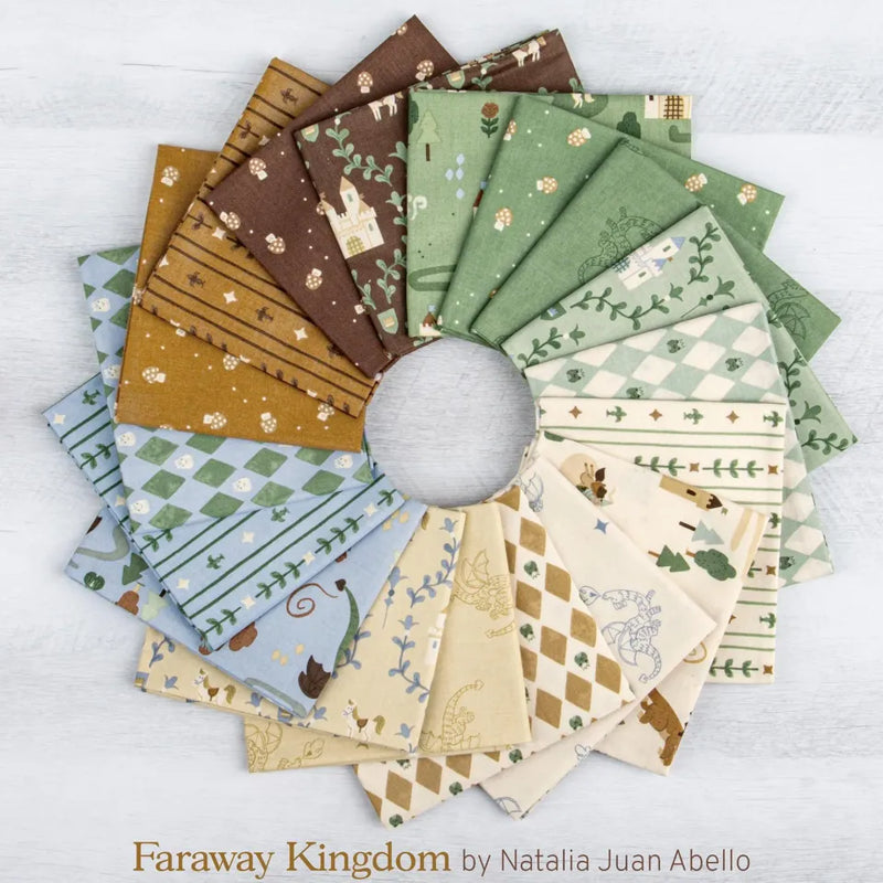 Riley Blake Faraway Kingdom 2.5" Strip Roll (Rolie Polie) – 40 Piece Precut Fabric Bundle by Natalia Juan Abello