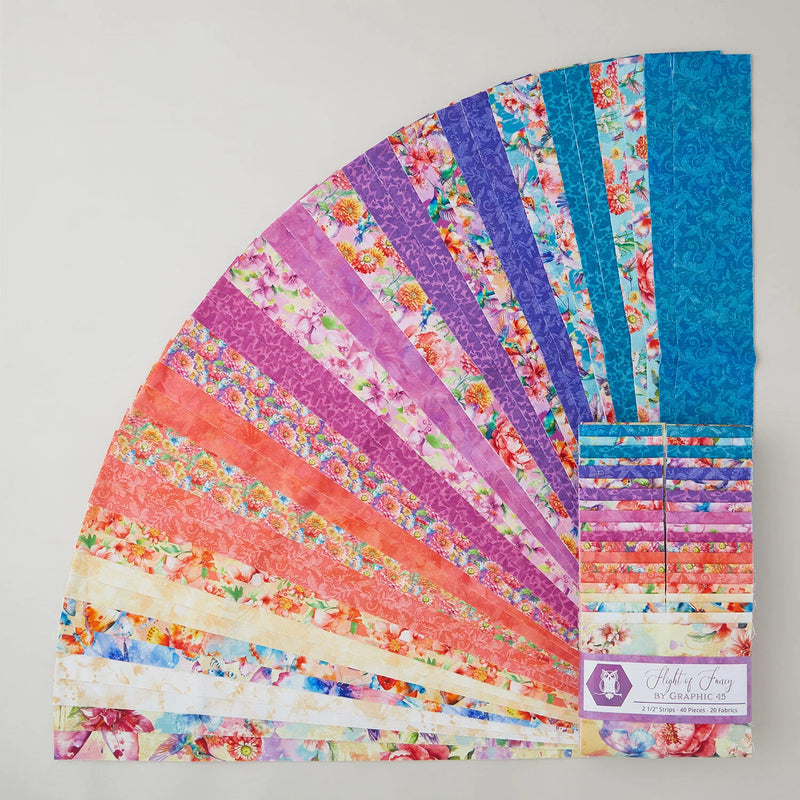 Lumin Fabrics Flight of Fancy Strip Pack – 40 Precut 2.5" x 44" Quilting Fabric Strips