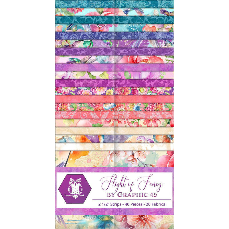 Lumin Fabrics Flight of Fancy Strip Pack – 40 Precut 2.5" x 44" Quilting Fabric Strips