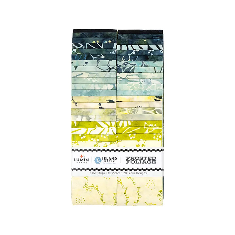 Island Batik Frosted Foliage Batiks 2.5" Strip Pack – 40 Precut Batik Fabric Strips