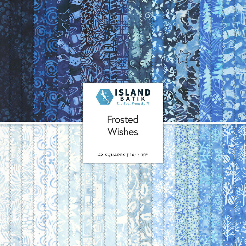 Island Batik Frosted Wishes 10" Squares - 42 Piece Precut Batik Fabric Stack