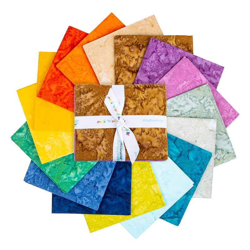 Riley Blake Expressions Batiks Hand-Dyes Bright Day Fat Quarter Bundle – 16 Pieces alternate Riley Blake Designs assortment view, manufacturer SKU FQ-21011-16