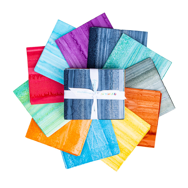 Expressions Batiks Elementals Color Fade Ombre Fat quarter bundle by Riley Blake Designs showing 11 coordinated fat-quarter cuts for quilting and sewing