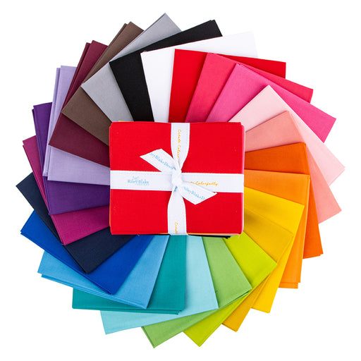 Confetti Cotton Riley Rainbow Fat quarter bundle by Riley Blake Designs showing 24 coordinated fat-quarter cuts for quilting and sewing