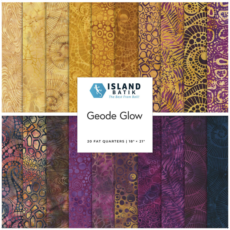 Lumin Fabrics Geode Glow Island Batiks 2.5" Strip Pack – 40 Precut Batik Fabric Strips