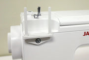 Janome HD1000 heavy duty mechanical sewing machine front view showcasing the rugged metal frame and dial controls.