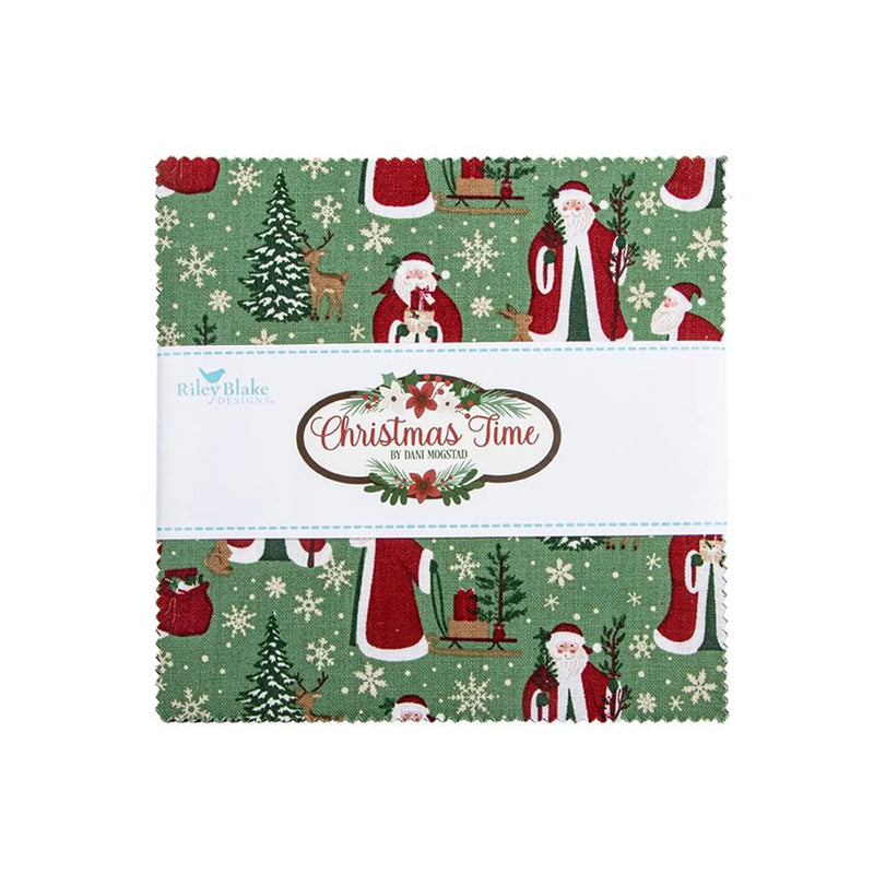 Riley Blake Christmas Time 5" Stacker – 42 Piece Precut Fabric Bundle by Dani Mogstad
