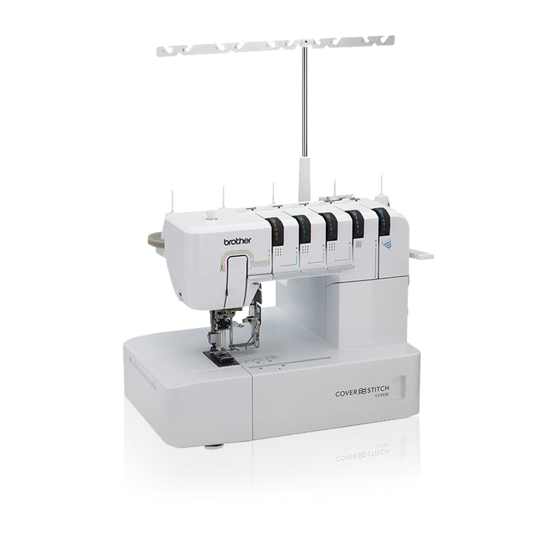 brother-cv3550-double-sided-cover-stitch-machine-front-angle-view-isolated-on-black-background