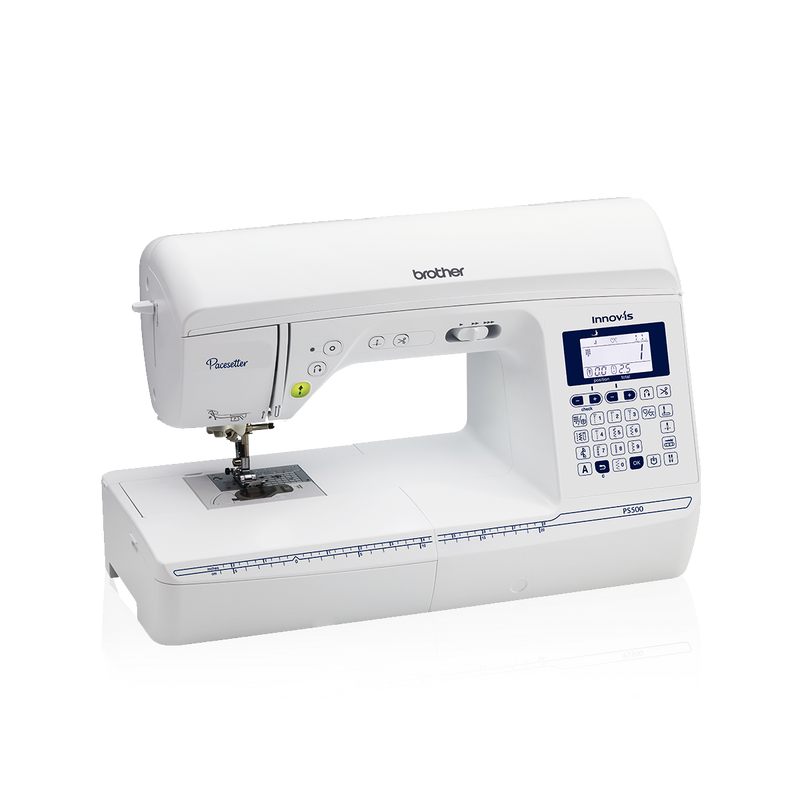 brother-pacesetter-innov-is-ps500-sewing-machine-front-angle-view-isolated-on-black-background