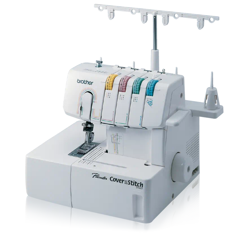 brother-pacesetter-coverstitch-2340cv-machine-angled-left-view-showing-yellow-pink-green-and-blue-tension-dials