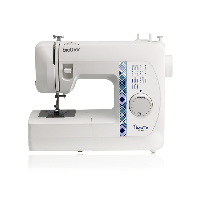 brother-pacesetter-ps100-sewing-machine-front-angle-view-isolated-on-black-background