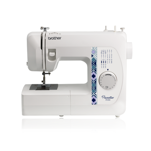 brother-pacesetter-ps100-sewing-machine-front-angle-view-isolated-on-black-background