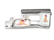 Front view of the Brother Stellaire Innov-is XJ2 combination sewing and embroidery machine showcasing its sleek design and open workspace