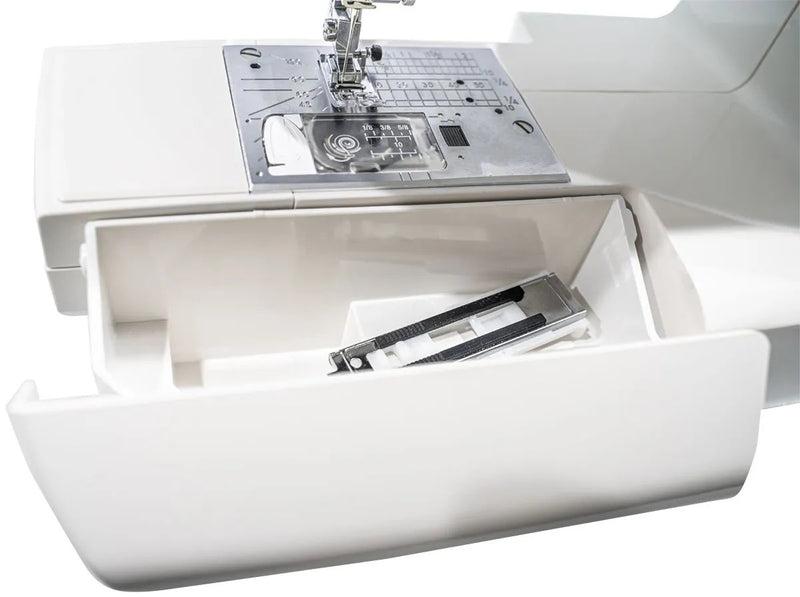 Janome 5300QDC-G computerized sewing and quilting machine in grapevine purple front view.
