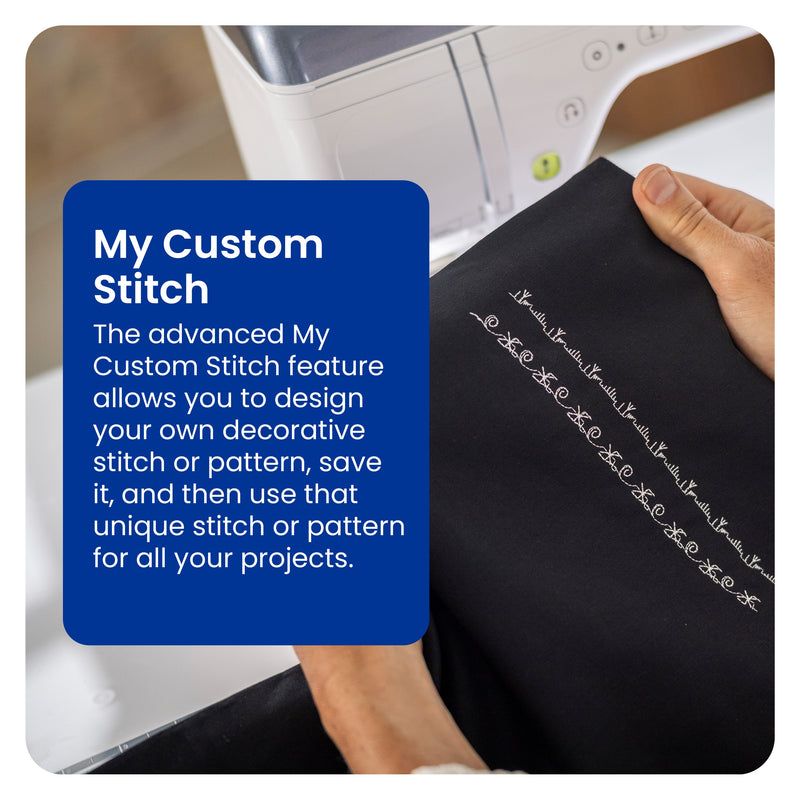 close-up-hands-holding-black-fabric-with-white-decorative-patterns-stitched-using-brother-celeste-innov-is-cx1-my-custom-stitch