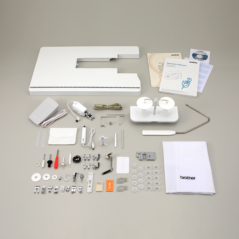 overhead-view-brother-innov-is-bq3100-sewing-machine-accessories-kit-spread-including-manual-and-presser-feet