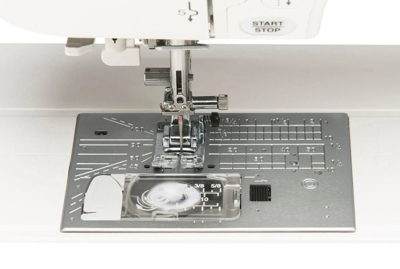 anome Horizon Memory Craft 8200QCP Special Edition computerized sewing and quilting machine showing its wide 11-inch throat space and backlit LCD screen.