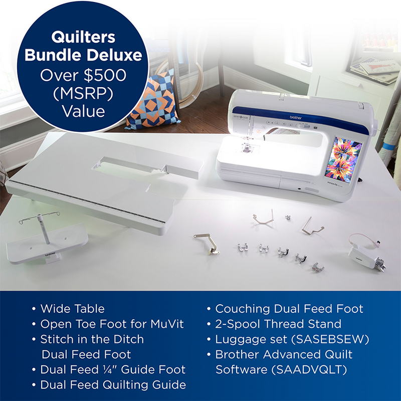 brother-innov-is-bq3100-sewing-machine-on-desk-with-unboxed-quilters-bundle-deluxe-accessories-kit-spread