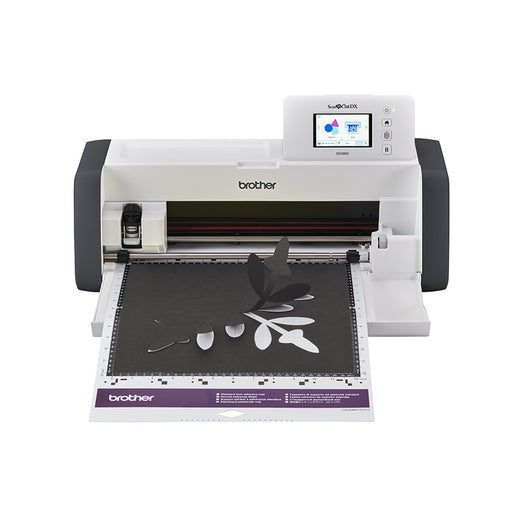 brother-scancut-dx-sdx85c-cutting-machine-front-view-with-black-paper-cutout-on-purple-standard-tack-mat